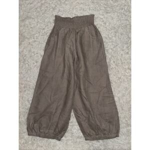 NWT Nomad The Label 100% French Linen Barrel Leg Pull On Pants Size 10